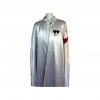 mantello cavaliere templare in seta bianco con inserti in metallo