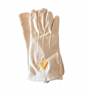 guanti bianchi in cotone con bottone, ricamati